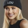 Lou Women's Fashion Black Winter Beanie With Lou Logo Wholesale