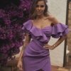 Lou Women's Fashion Piedad - Purple Mini Dress In Spanish Style. Hot