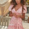 Lou Women's Fashion Roma - Dress With Floral Print In Shades Of Pink Wholesale