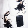 Lou Women's Fashion Brinley - Classic Black Stilettos With Matching Flower With Feathers Best