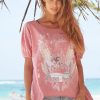 Lou Women's Fashion Kefi - Asymmetrical T-Shirt In A Shade Of Pink With A Washed-Out Effect Wholesale