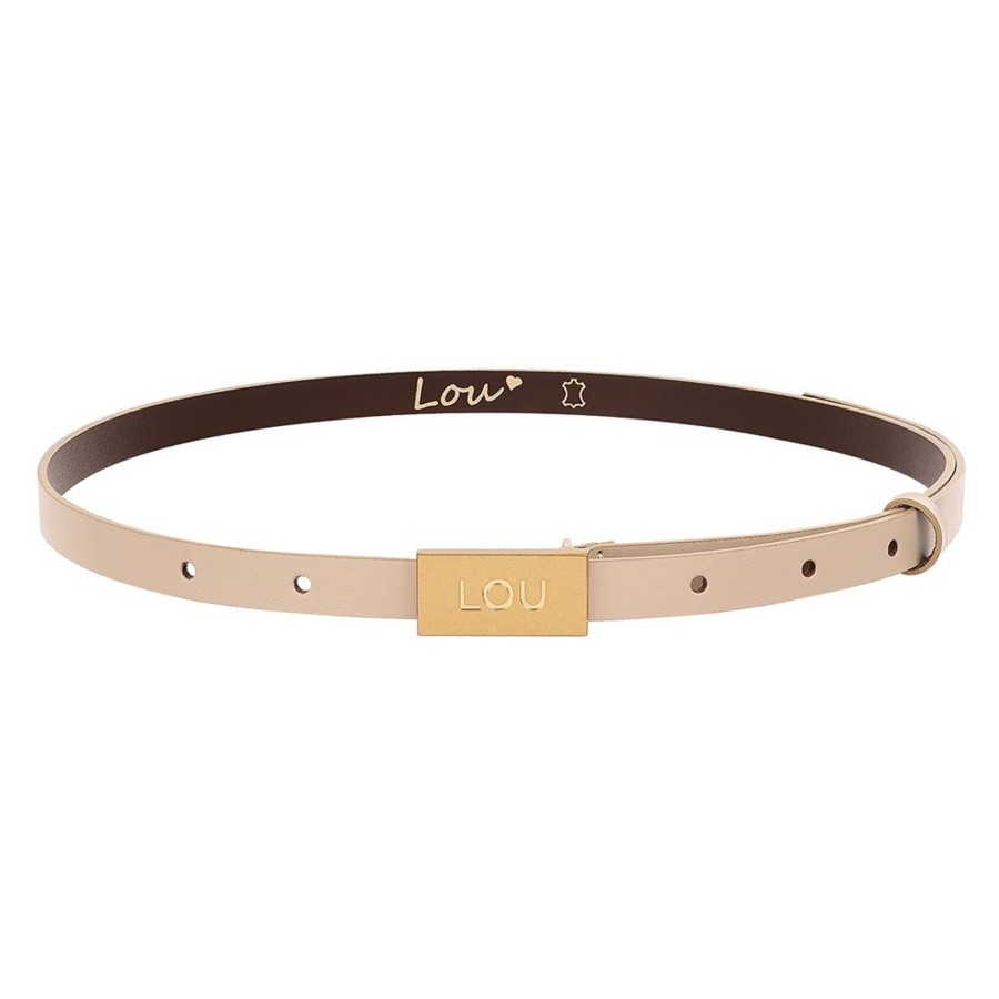 Lou Women's Fashion Lita Belt - Women'S Belt In Ecru Shade With Exclusive Gold Buckle. New