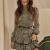 Lou Women's Fashion Odetta Set Beige - Comfortable Set In Black Check Pattern Clearance