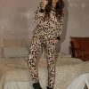 Lou Women's Fashion Tracksuit Mouros - Velor Tracksuit With A Loose Cut In A Leopard Print Best