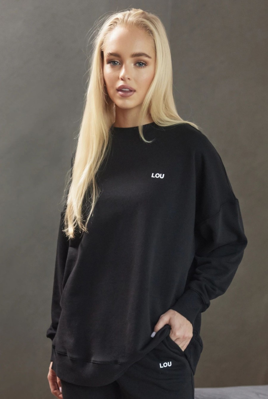 Lou Women's Fashion Saura Black - Lightweight, Comfortable Black Sweater With Logo Wholesale