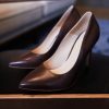 Lou Women's Fashion Paris - Classic Leather Pumps In Chocolate Shade Clearance