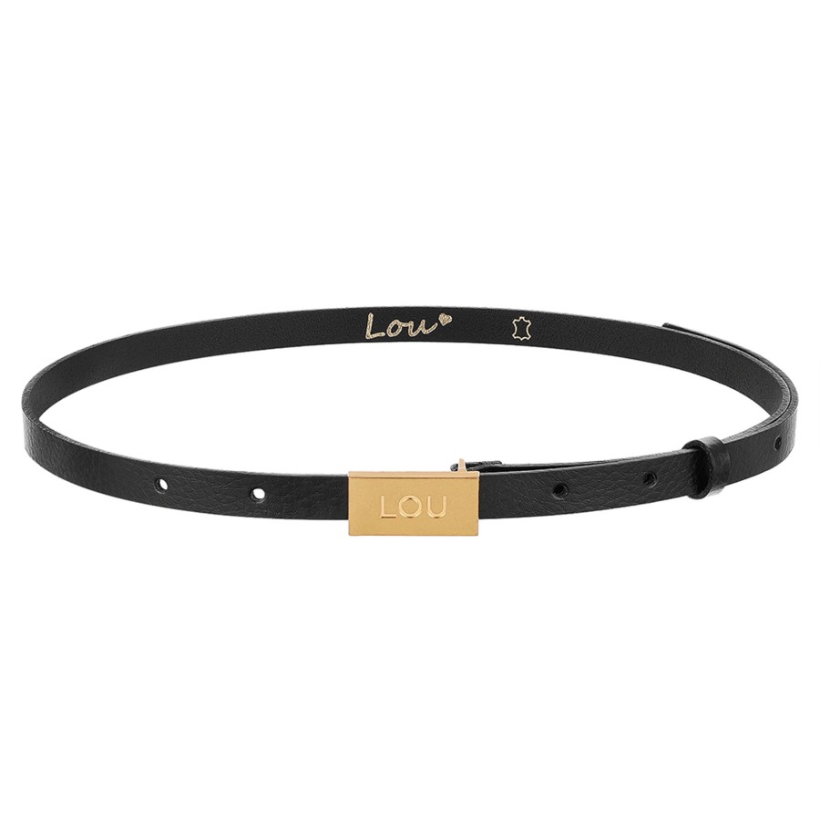 Lou Women's Fashion Lita Belt - Elegant Black Women'S Belt With Gold Lou Buckle Wholesale