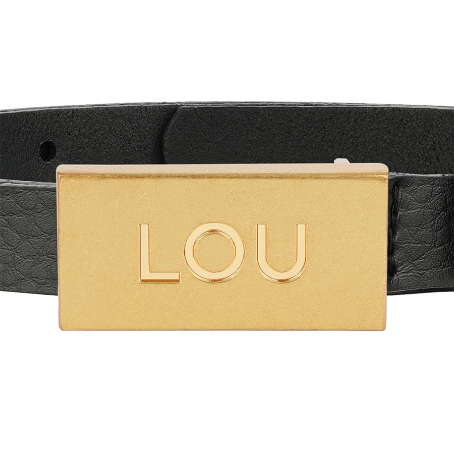 Lou Women's Fashion Lita Belt - Elegant Black Women'S Belt With Gold Lou Buckle Wholesale