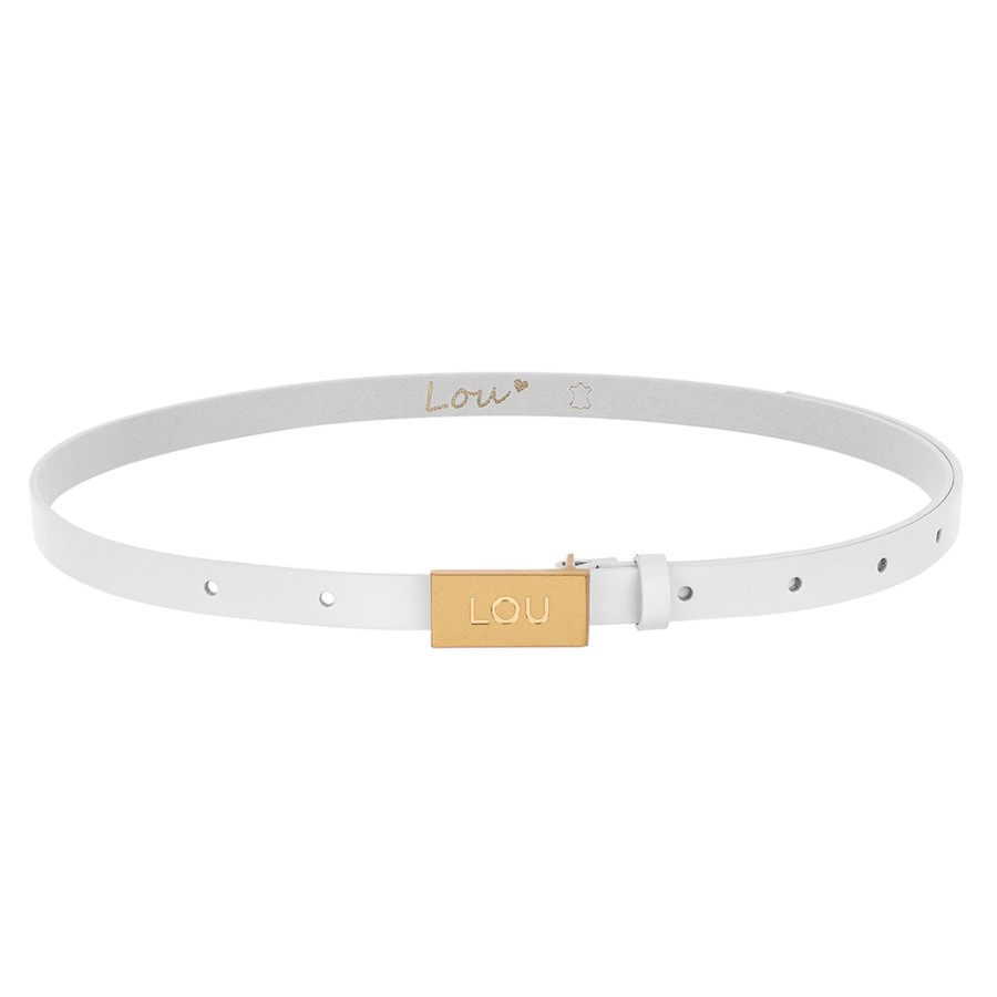 Lou Women's Fashion Lita Belt - White Women'S Belt With Gold Buckle New